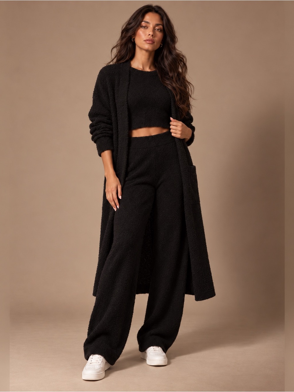 NWT 3 Piece Cozy Knit Lounge Set BLACK